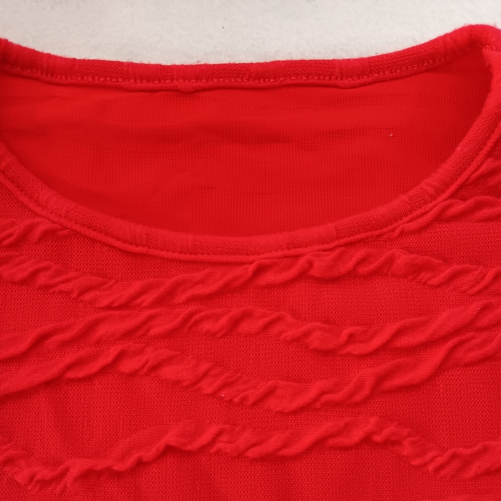 TWO Vibrant Red Textured Top